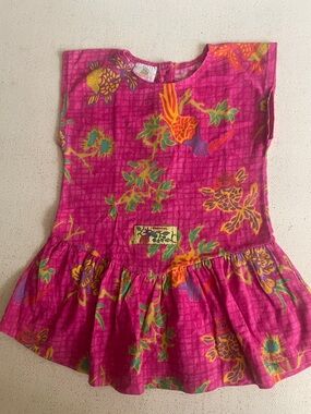 Marese Bright Pink Tropical Print Toddler Dress